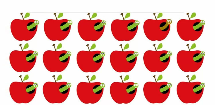 Can you find the odd one in image of rotten apples?