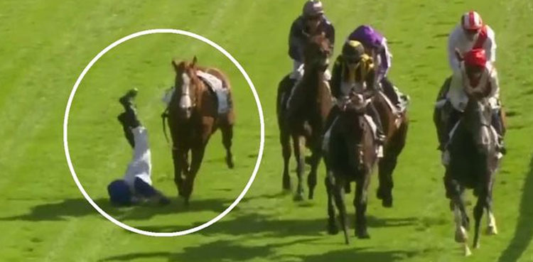 Video: Jockey Christophe Soumillon elbows rival off horse during race