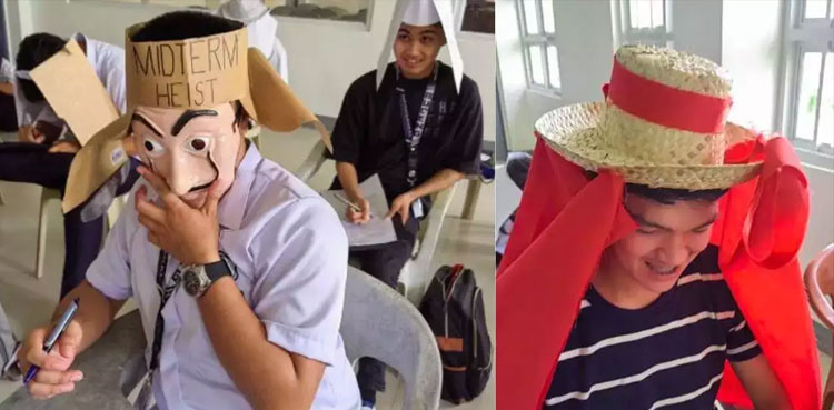 VIRAL: Students wear creative anti-cheating headgear during exam