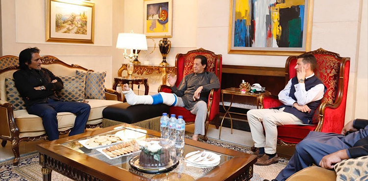 British HC Christian Turner, Ramiz Raja meet Imran Khan