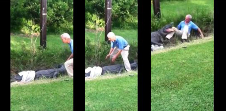 Man escapes death after restraining alligator with shirt