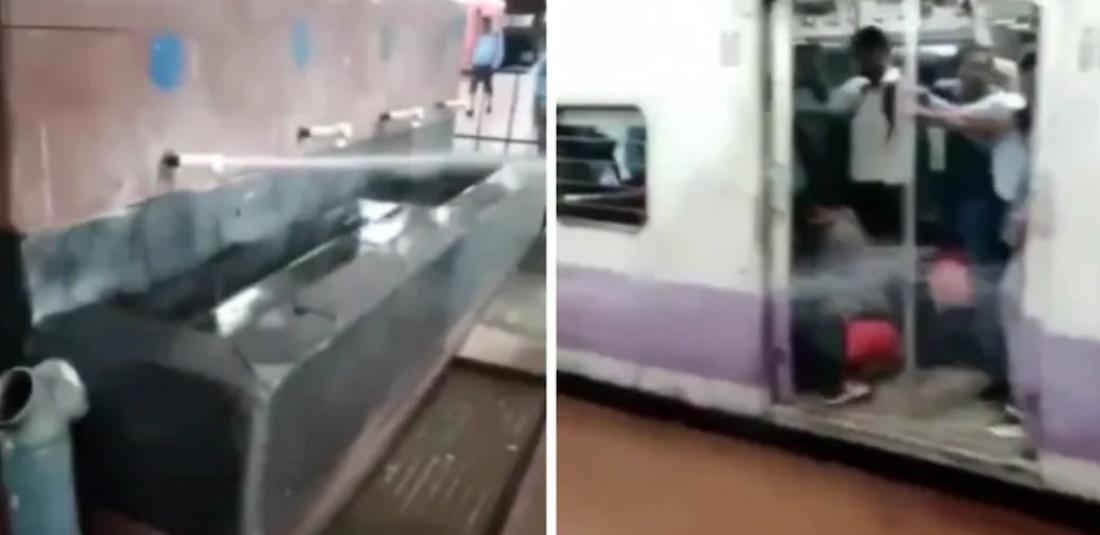 Viral video: Broken water tap drenches passengers at railway station