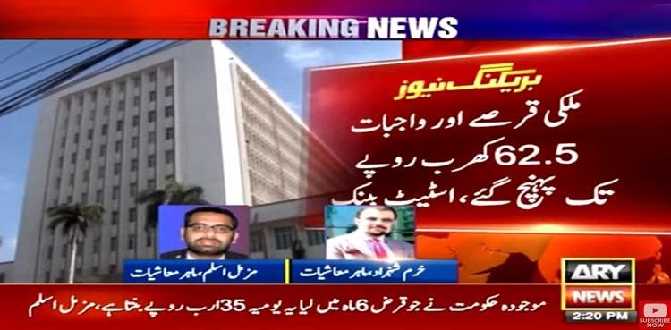 Pakistan’s debt shoots up to Rs62.5tr: SBP