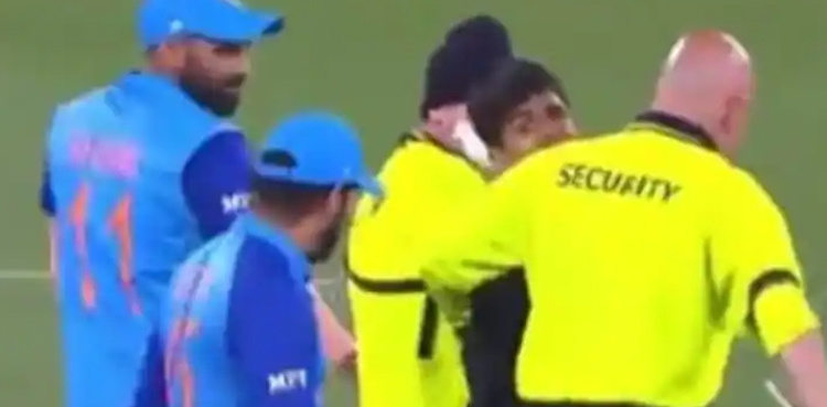 Young fan invades pitch to meet Rohit Sharma, video goes viral