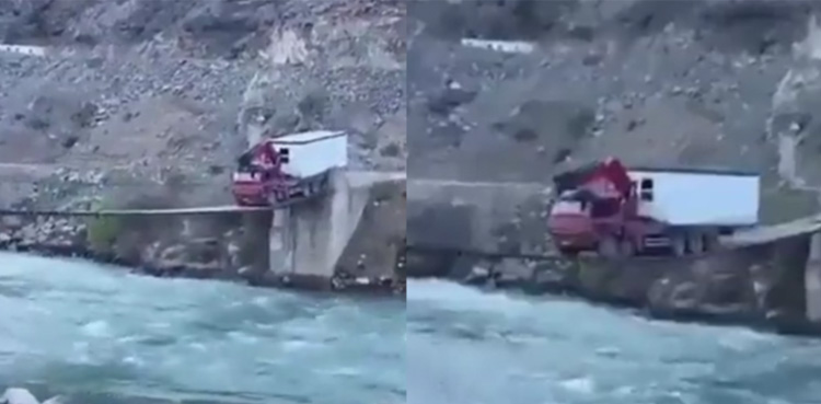 Viral: Video of a truck crossing fragile bridge shocks the Internet