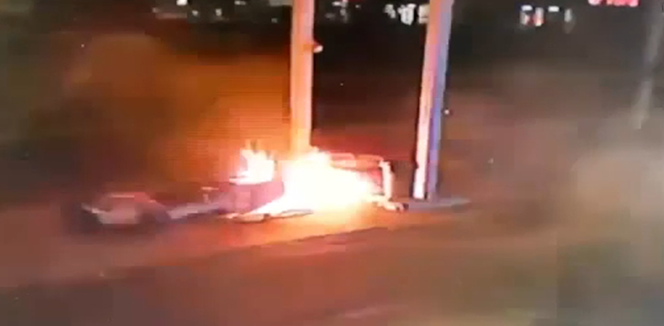Gas station bursts into flames after burnout attempt, video goes viral