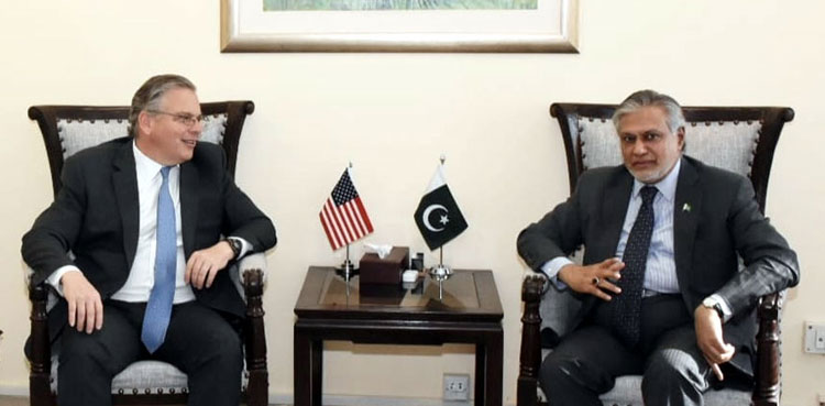 Ishaq Dar meets US Ambassador, discusses bilateral ties