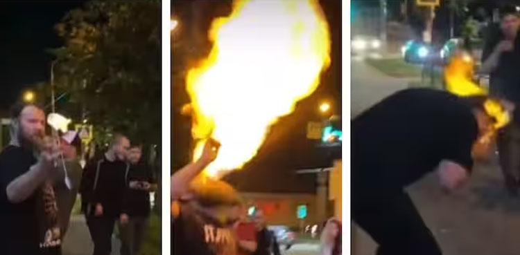 Video: Stunt goes wrong leaving man’s face on fire
