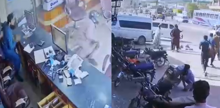 Video: Shopkeeper guns down dacoit at battery shop in Karachi