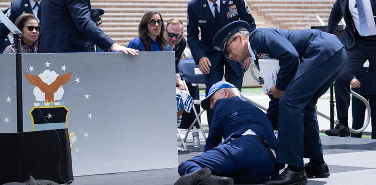 WATCH: Joe Biden trips and falls during graduation ceremony