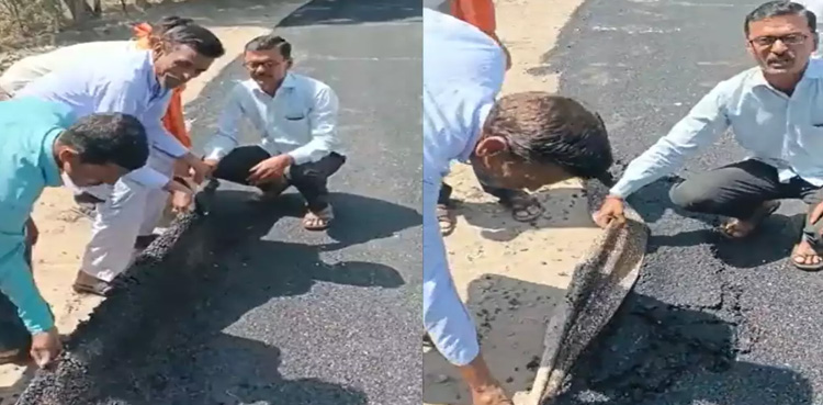 Poorly-constructed road folds like carpet; video goes viral