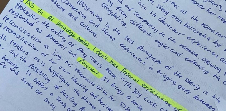 Student caught red handed for using ChatGPT to complete english homework