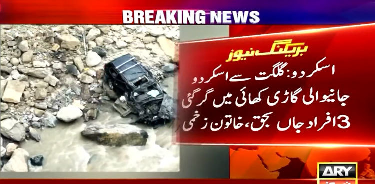 Three of a family killed as car plunges into ravine in Skardu