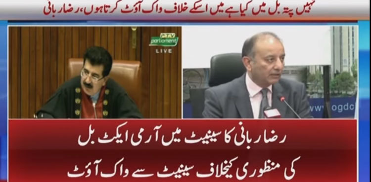 Raza Rabbani opposes Army Act Amendment bill