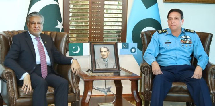 Ishaq Dar meets PAF chief, discusses regional security situation