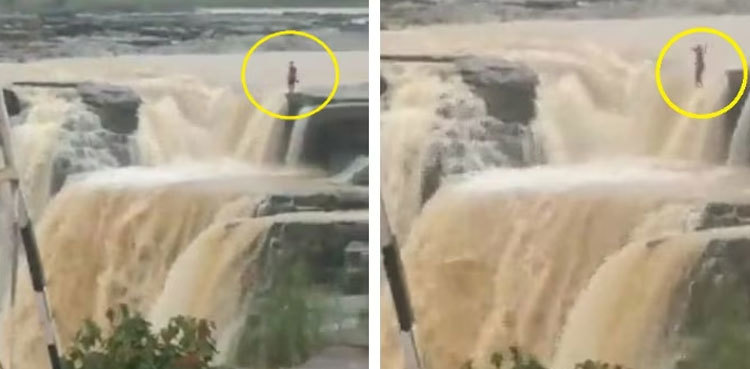 Disturbing video: Woman jumps into waterfall after parents scold her for using phone
