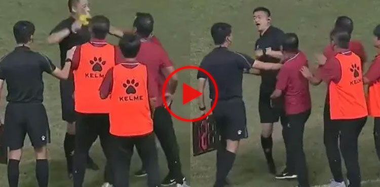 Football coach slaps referee after getting red card, video goes viral