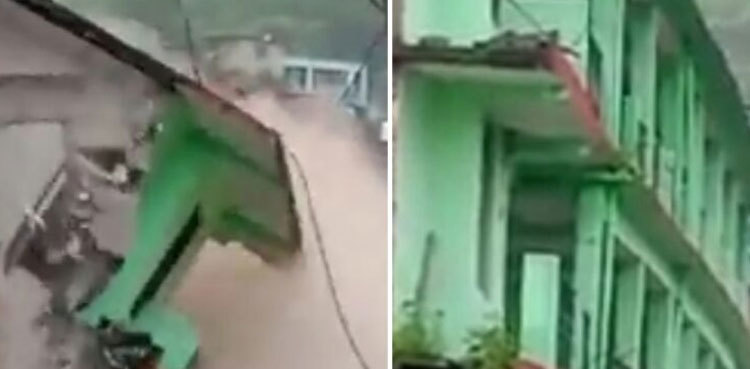 Viral video: Three-storey hotel collapses amid heavy rain