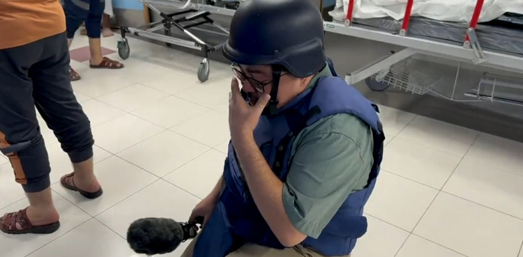 BBC reporter breaks into tears in Gaza hospital amidst Israeli bombardment