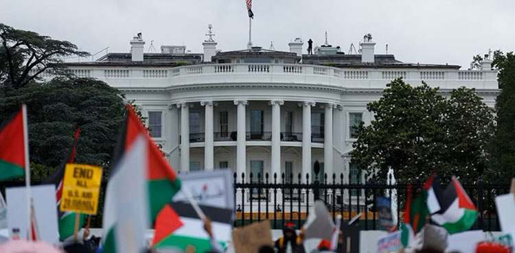 Pro-Palestinian demonstrators march outside White House