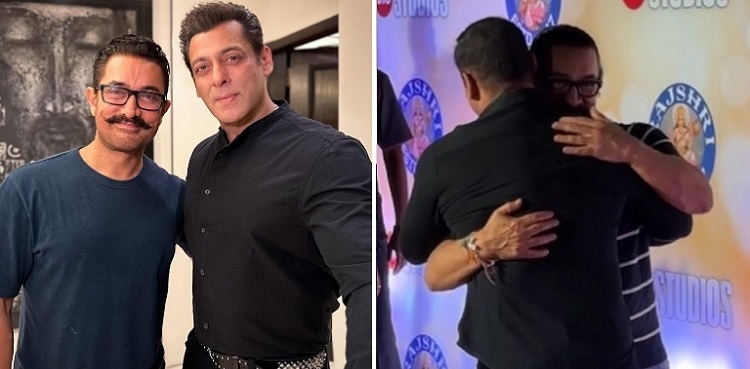 Aamir, Salman Khan share a tight hug at movie screening - Watch