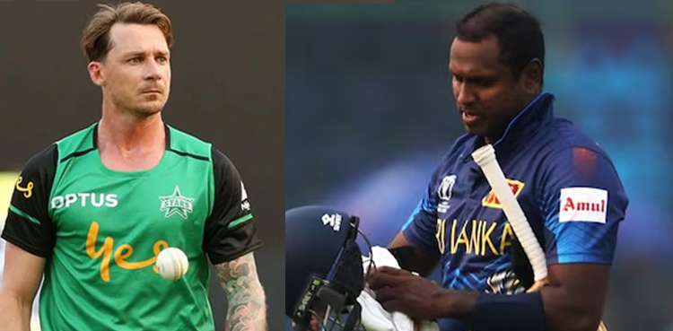 Dale Steyn reacts to Angelo Mathews' timed-out dismissal against Bangladesh