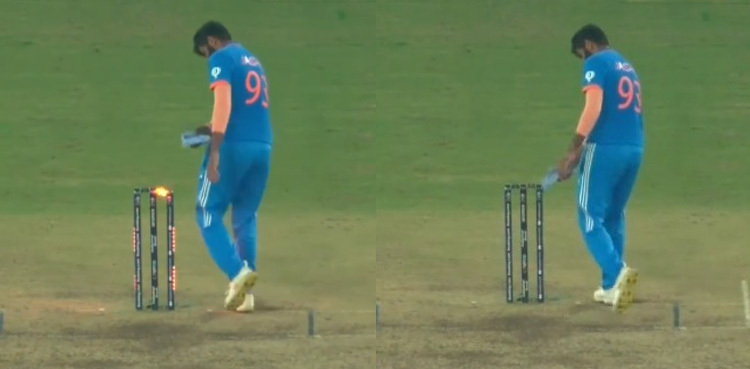 Watch: Bumrah hits stumps in frustration during World Cup 2023 final