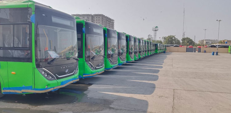 Sindh CM inaugurates hybrid city bus project in Karachi