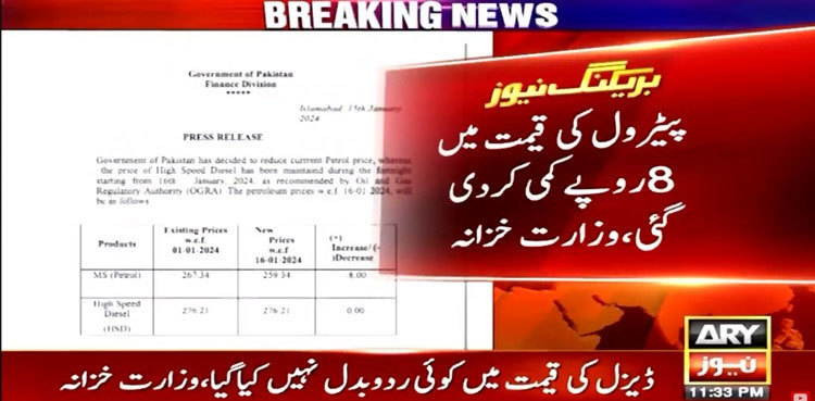 Govt slashes petrol price by Rs8 per litre