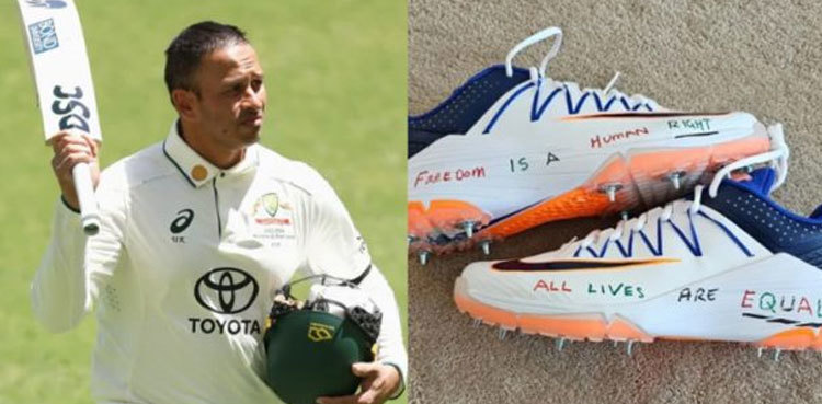 Usman Khawaja to auction pro-Palestine shoes for children of Gaza
