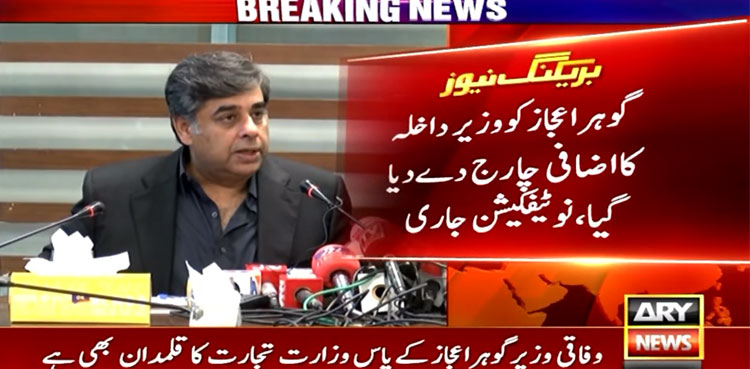 Gohar Ejaz given additional charge of interior ministry