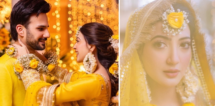 Aymen Saleem radiates bride-to-be glow in yellow for wedding festivities: See pics, video