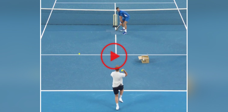 Watch: Tennis great Novak Djokovic plays cricket with Steve Smith