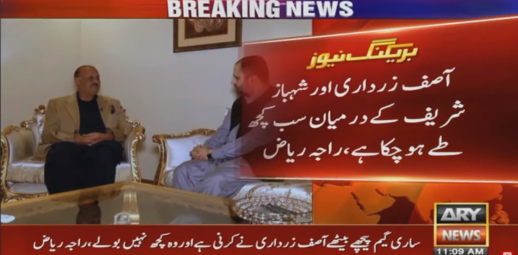 Zardari, Shehbaz finalised terms of govt formation: Raja Riaz