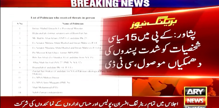 KP political figures receive threats ahead of elections