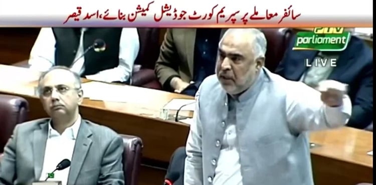 Asad Qaiser seeks judicial inquiry into cipher issue