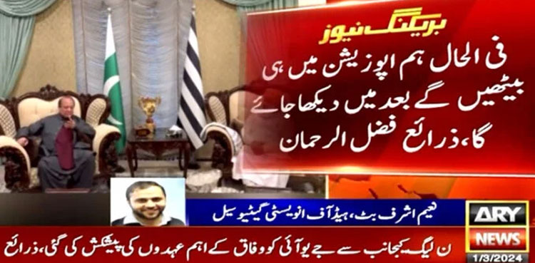 Fazlur Rehman says no to PML-N's offer, announces to sit in opposition