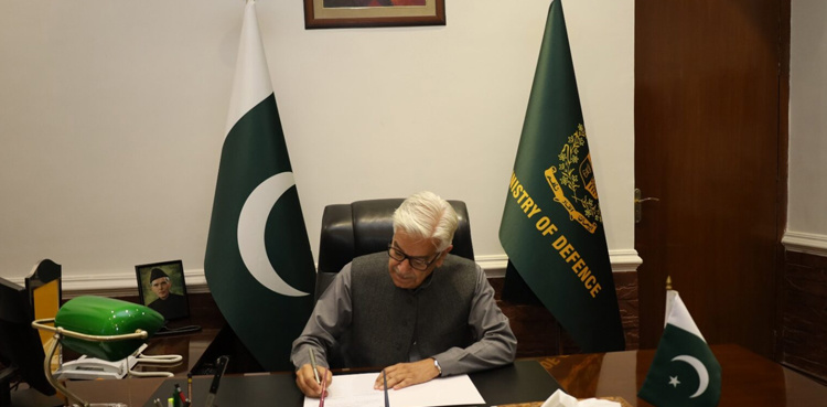 Khawaja Asif assumes charge as Minister for Defence, Defence Production
