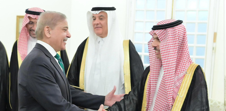 Prime Minister Muhammad Shehbaz Sharif meets the Saudi Foreign Minister