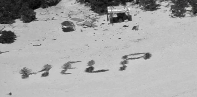 Castaways rescued from island after making 'HELP' sign