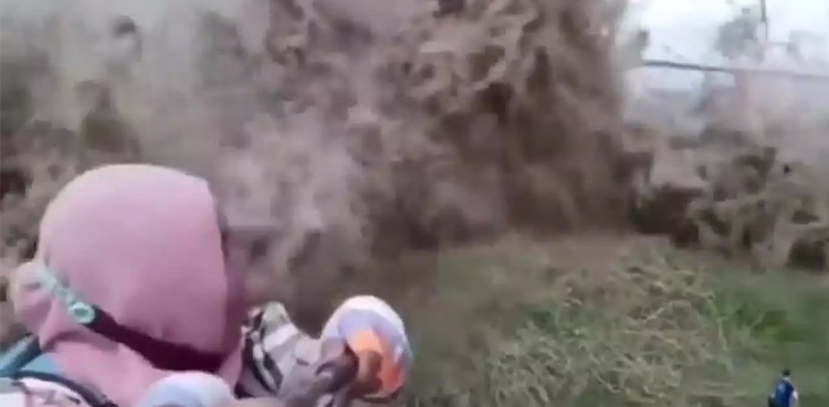 Watch: Netizens shocked after woman takes selfie with Tsunami waves