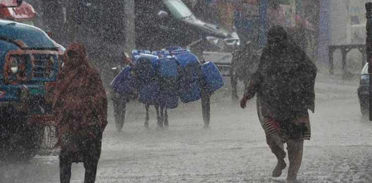 Rain with strong winds hit various areas of Karachi