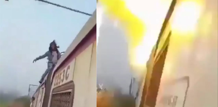 Watch: Man climbs atop moving train to make Instagram reel, electrocuted
