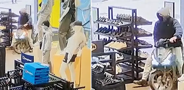 VIRAL: Man rides bike through store, kicks cop in the face