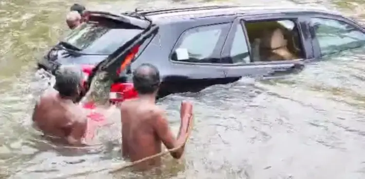 Tourists land car in stream while navigating through Google Maps