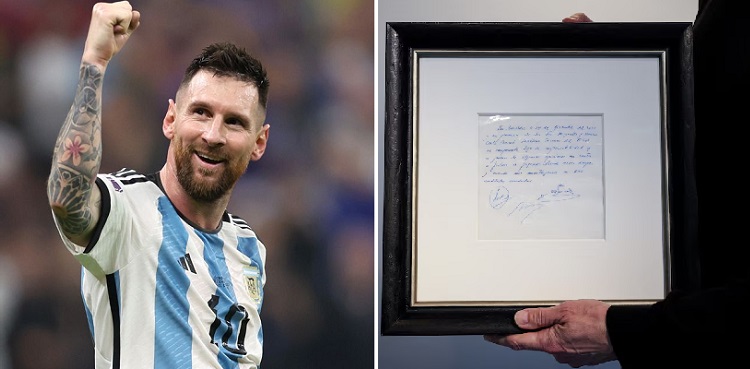 Signed Messi napkin, his first-ever Barcelona contract, goes up for auction