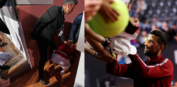 Djokovic struck on head while signing autographs