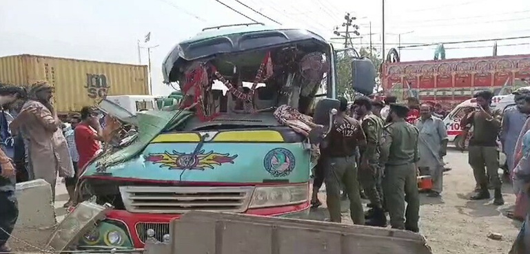 Seven die, as picnickers' coaster upturns near Mauripur truck stand