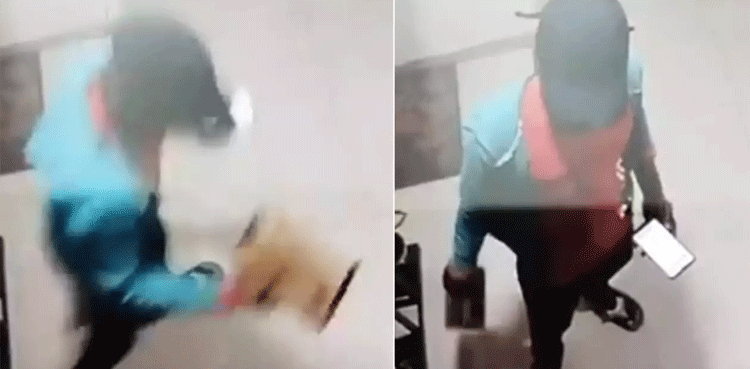 Viral video: Delivery agent caught stealing food