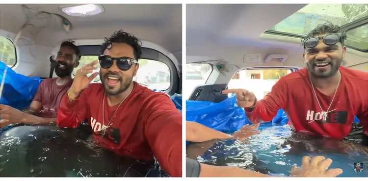 VIRAL: YouTuber lands in trouble after setting up pool inside car